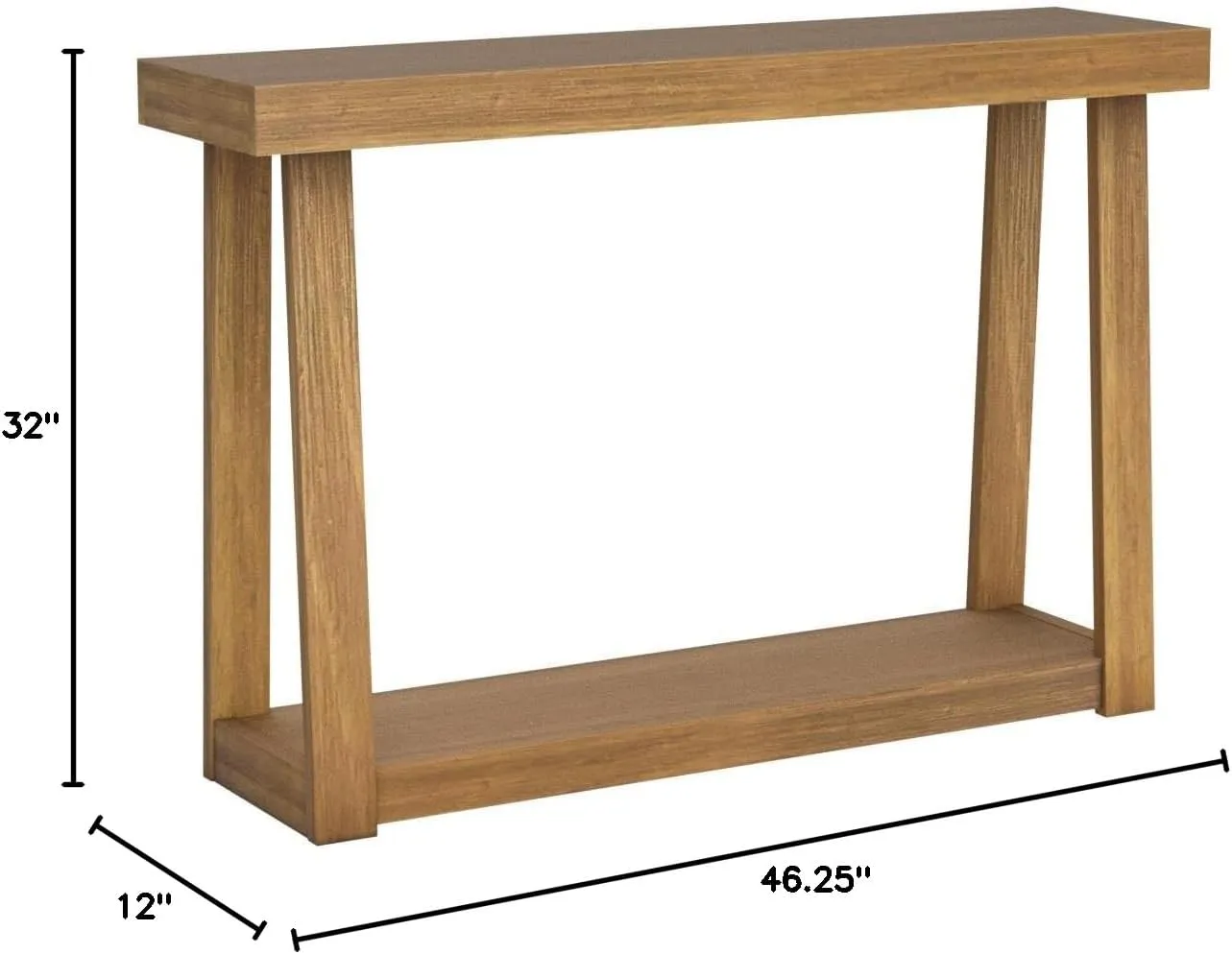 Plank Beam Solid Wood Console Table with Storage, 46.25 Inch, Sofa Table with Shelf, Narrow Entryway Table for Hallway, Behind The Couch, Living Room, Foyer, Easy Assembly, Pecan