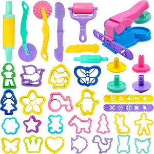 Playdough Tools 36pcs Play Dough Tools Set for Kids with Playdough Cutters,Roller,Rolling Pins,Dough Extruder
