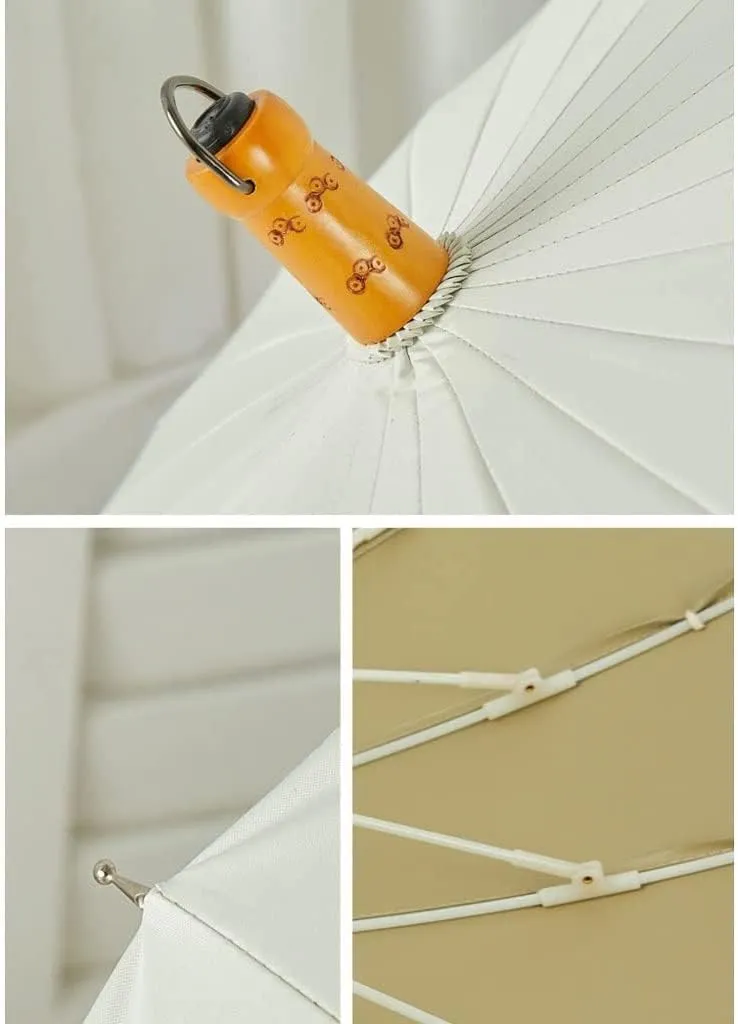Portable Umbrella for Travel Umbrella Windproof Large Stick Umbrella with Tassel Wooden Handle Waterproof Canopy Vented Umbrella Umbrella Outdoor(Pink)