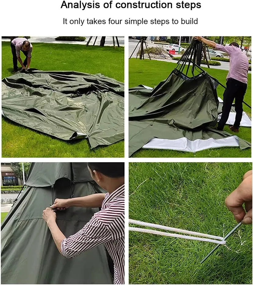 Portable Yurt Tent for 4/8 Person Family Camping Tent UPF50 , 4 Season Bell Tent Large Hot Tent 900D Oxford Yurt House for All Year Living Glamping
