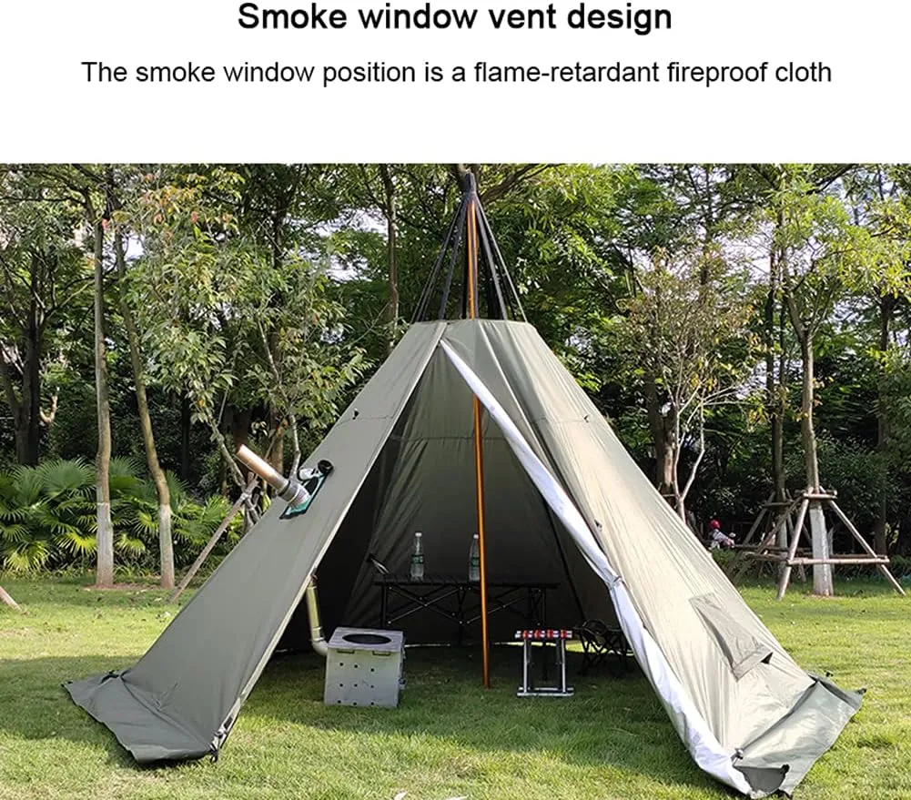 Portable Yurt Tent for 4/8 Person Family Camping Tent UPF50 , 4 Season Bell Tent Large Hot Tent 900D Oxford Yurt House for All Year Living Glamping