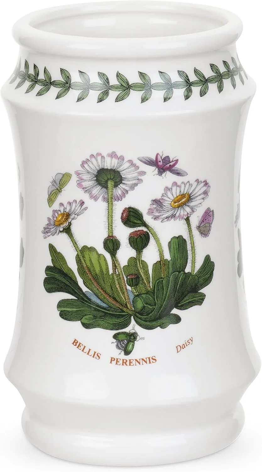 Portmeirion Botanic Garden 6.5" Utensil Holder, Daisy Motif - Fine Earthenware & Chip-Resistant Glaze - Dishwasher, Microwave, Freezer Safe - Functional Kitchen Storage & Must-Have Kitchen Tools