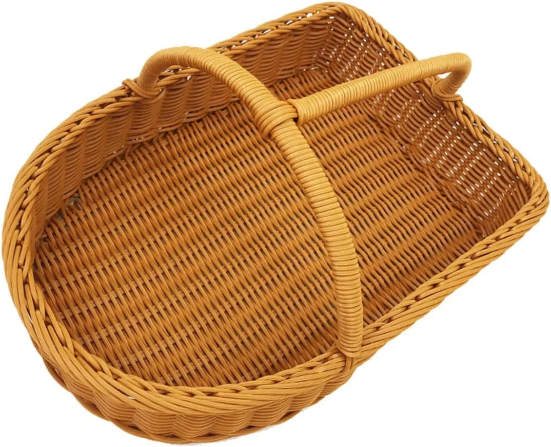 Practical Woven Basket Snack Container Slipper Storage Yellow Simulation Rattan Decorative Basket