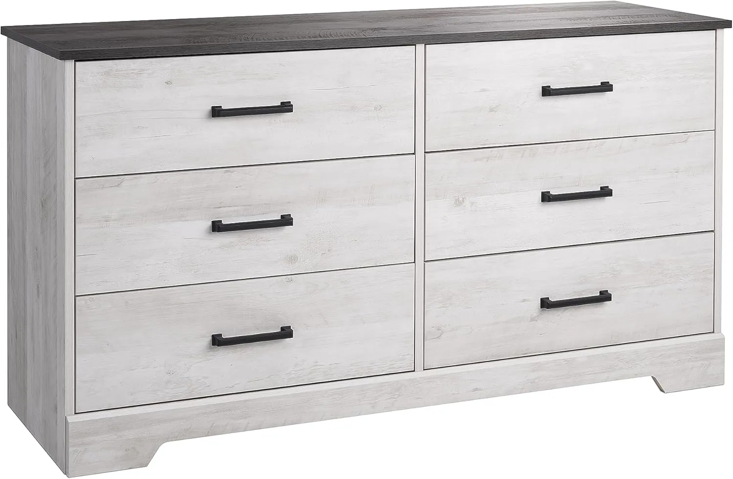 Prepac Rustic Ridge Farmhouse 6-Drawer Double Dresser, Washed White Dresser for Bedroom, Chest of Drawers with 6 Storage Drawers, 53.25” wide x 18.25” deep x 28.5” tall, Washed White