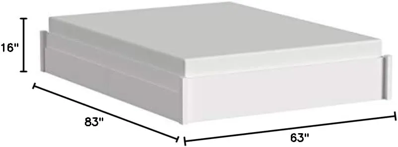 Prepac Select Queen 4-Post Raised Platform 2-Drawer Storage Bed, Modern Queen Storage Bed with Drawers 83" D x 63" W x 16" H, White, WBSQ-1302-3K