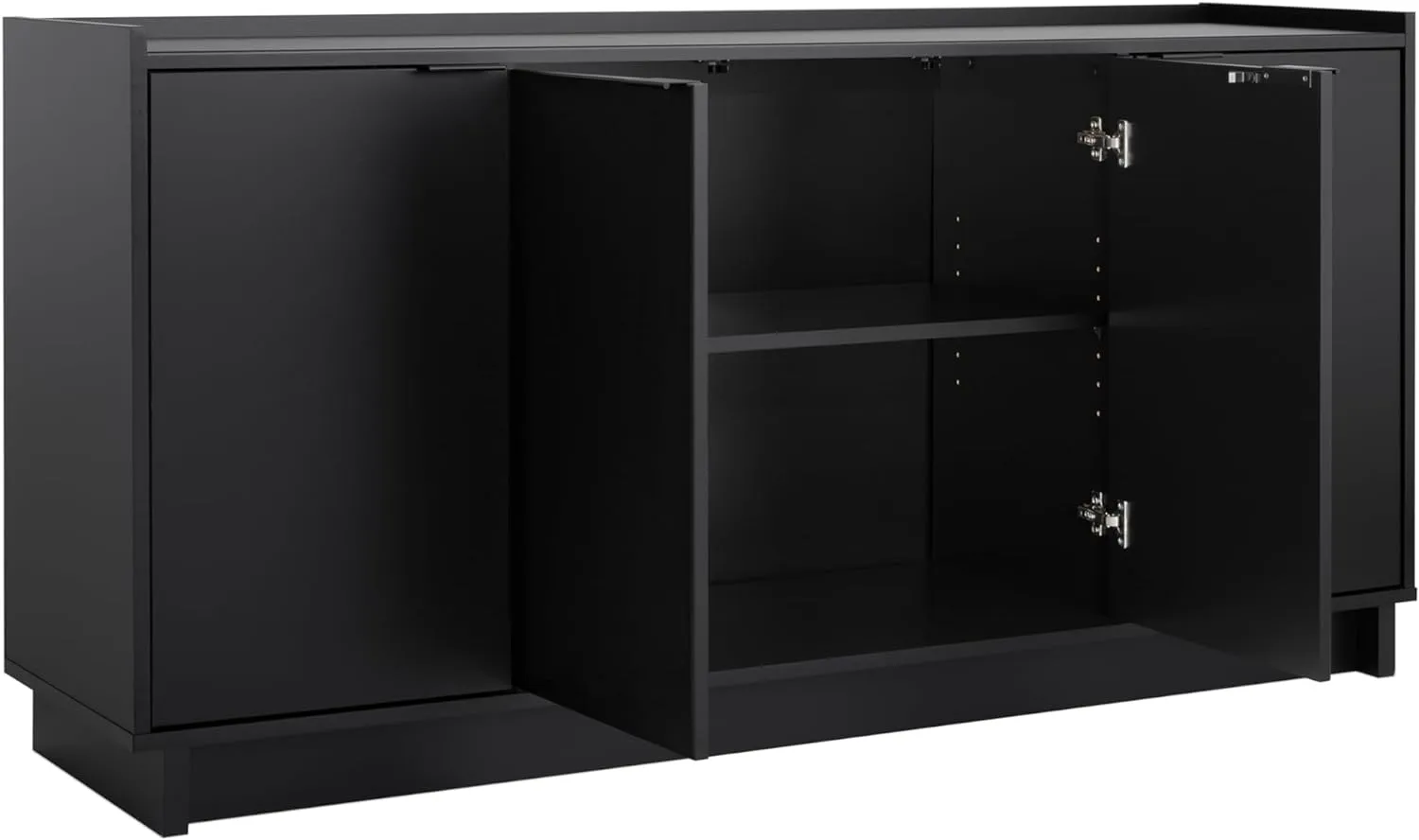 Prepac Simply Modern 4 Door Console Table Storage Cabinet, Buffet Cabinet for Storage and Organization, Modern Side Table with Doors & Shelves, 60”W x 30”H x 16”D, Black