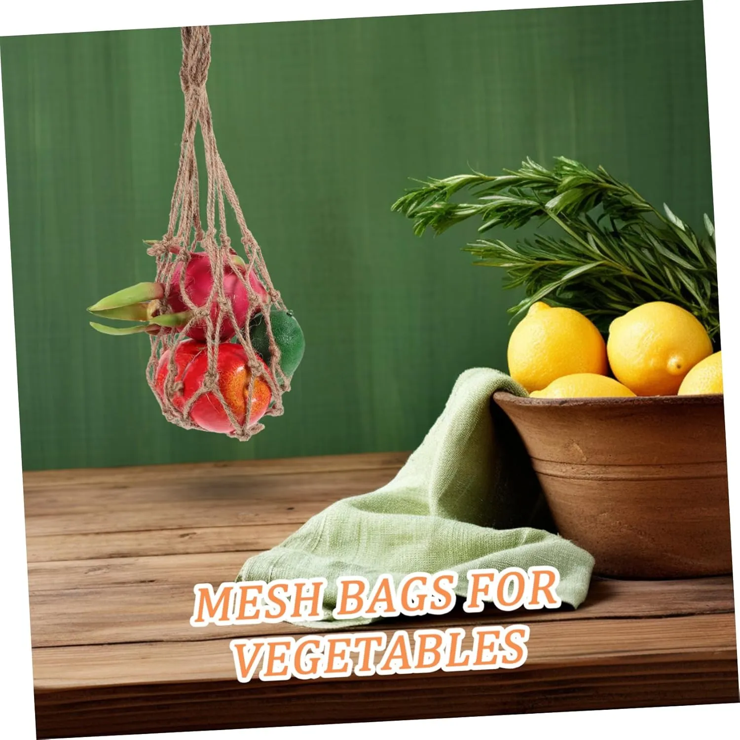 PRETYZOOM 3pcs Rope Woven Mesh Bag Mesh Grocery Bag Vegetable Storage Bags Vegetable Bags Grocery Reusable Woven
