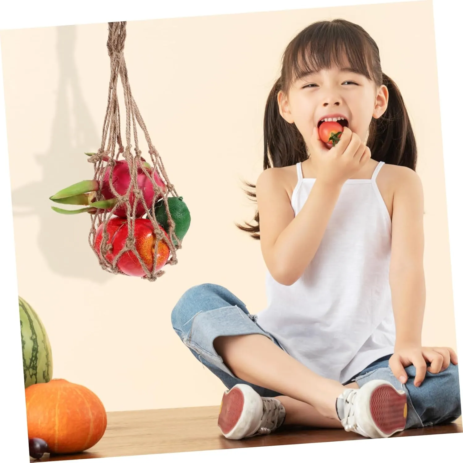 PRETYZOOM 3pcs Rope Woven Mesh Bag Mesh Grocery Bag Vegetable Storage Bags Vegetable Bags Grocery Reusable Woven
