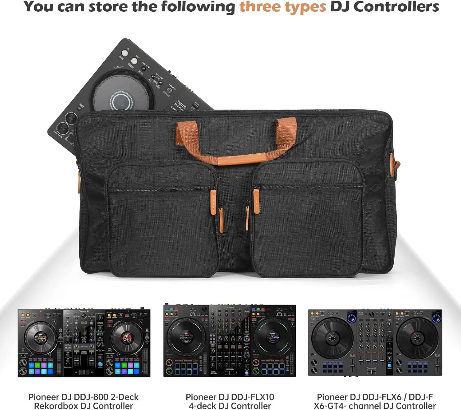 Protector Bag Storage Case, Tote Bag for Pioneer DJ DDJ-FLX6, Travel Carrying Case for Pioneer DJ DDJ-FLX6-GT or DDJ-800, Compact DJ Controller Padded Carry Case