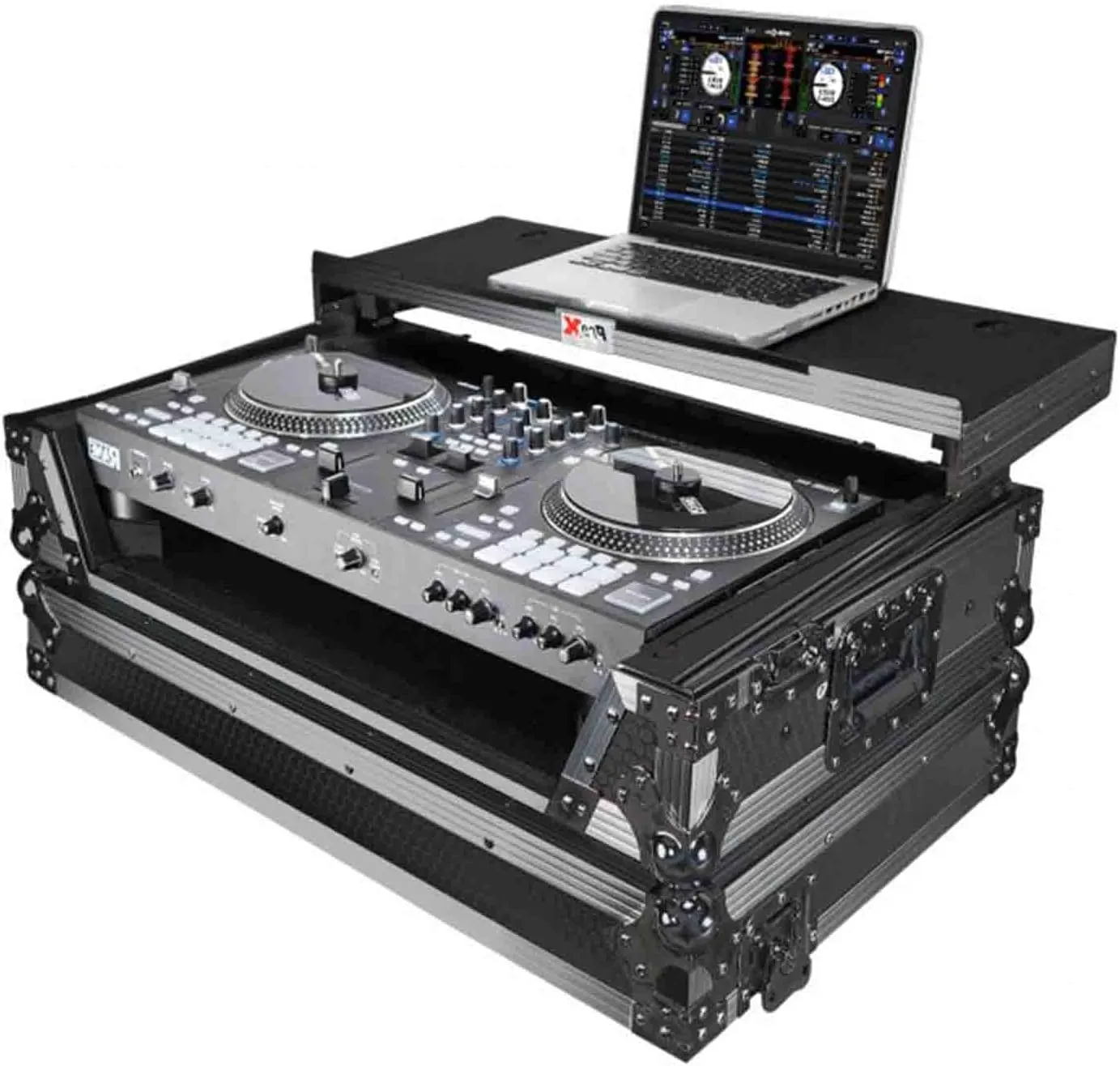 ProX Flight Case For RANE ONE DJ Controller with Sliding Laptop Shelf, 1U Rack, and Wheels - High-Density Protective Foam for Interior Support - Finish on Laminated 3/8" Plywood - XS-RANEONE WLT