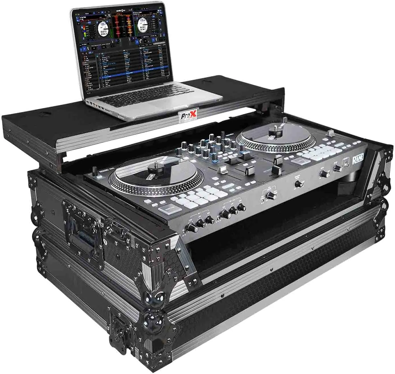 ProX Flight Case For RANE ONE DJ Controller with Sliding Laptop Shelf, 1U Rack, and Wheels - High-Density Protective Foam for Interior Support - Finish on Laminated 3/8" Plywood - XS-RANEONE WLT