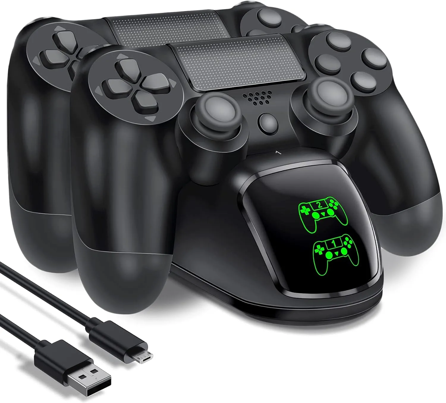 PS4 Controller Charger Dock Station, PS4 Remote Charging Station with Fast-Charging Port, Replacement for PlayStation 4 Controller Charger