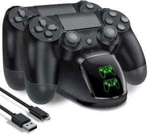 PS4 Controller Charger Dock Station, PS4 Remote Charging Station with Fast-Charging Port, Replacement for PlayStation 4 Controller Charger