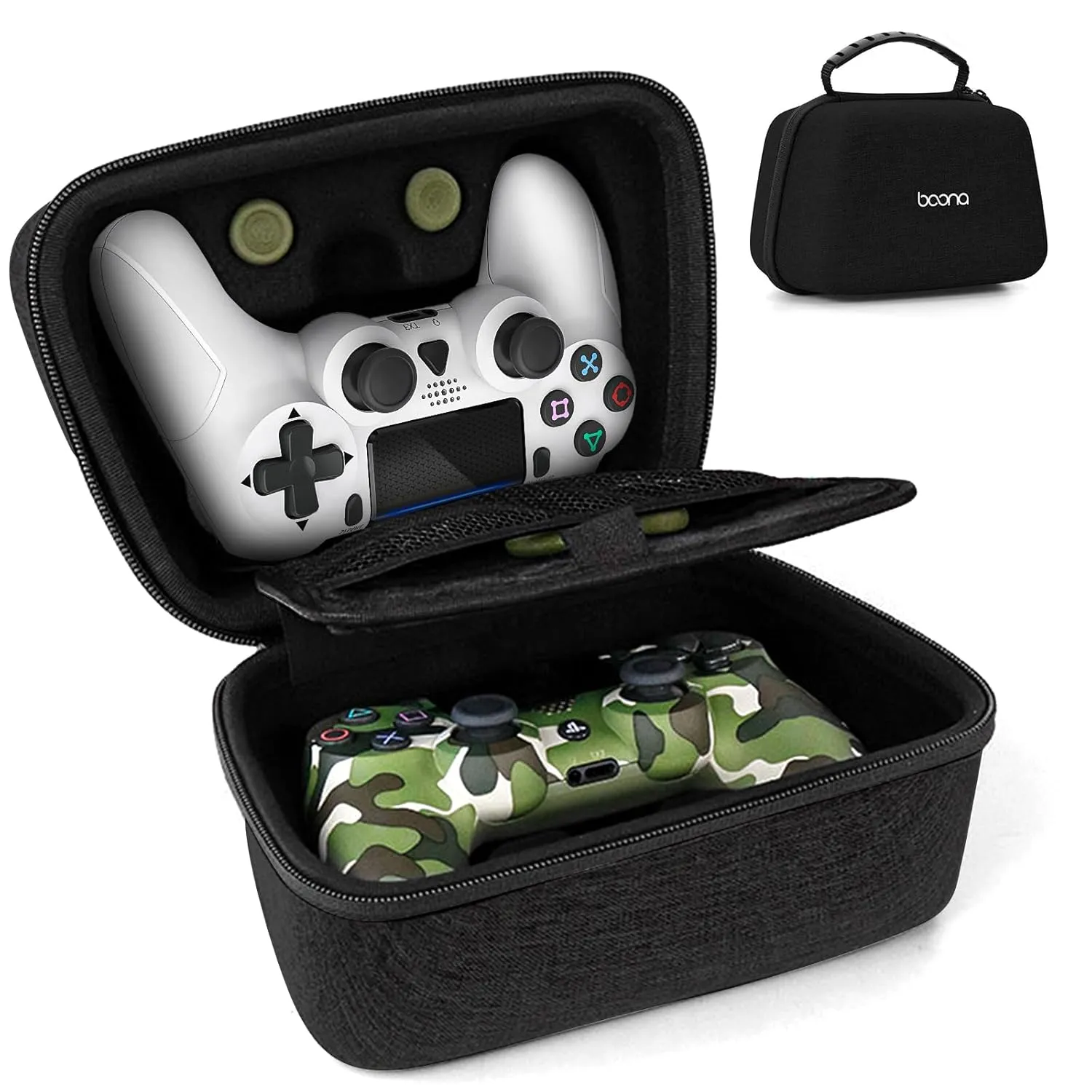 PS5 PS4 Switch Pro Controller Case, Game Controller Carrying Travel Case Compatible with PS 5, PS 4, X Box, Switch Pro and Other Controllers, Protective Hard Storage Case for 2 Controllers, Black