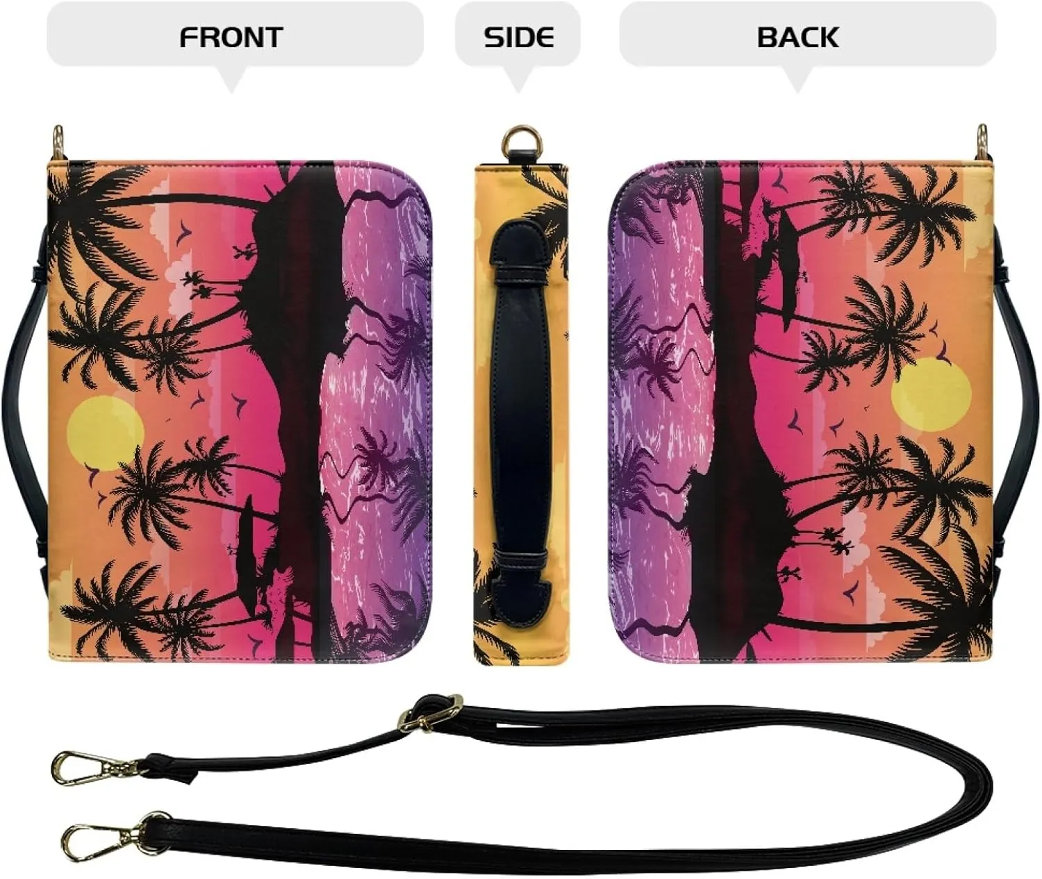 PU Leather Bible Cover for Women Men Bible Case with Handle and Shoulder Strap