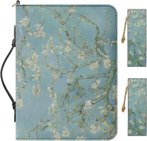 PU Leather Bible Covers for Men 2025 Version, Comes with 2 Leather Bookmarks, Cyan Bible Bag with Handle, Famous Oil Painting Printed Men's Christian Gifts, Built-in Pocket Pen Slots