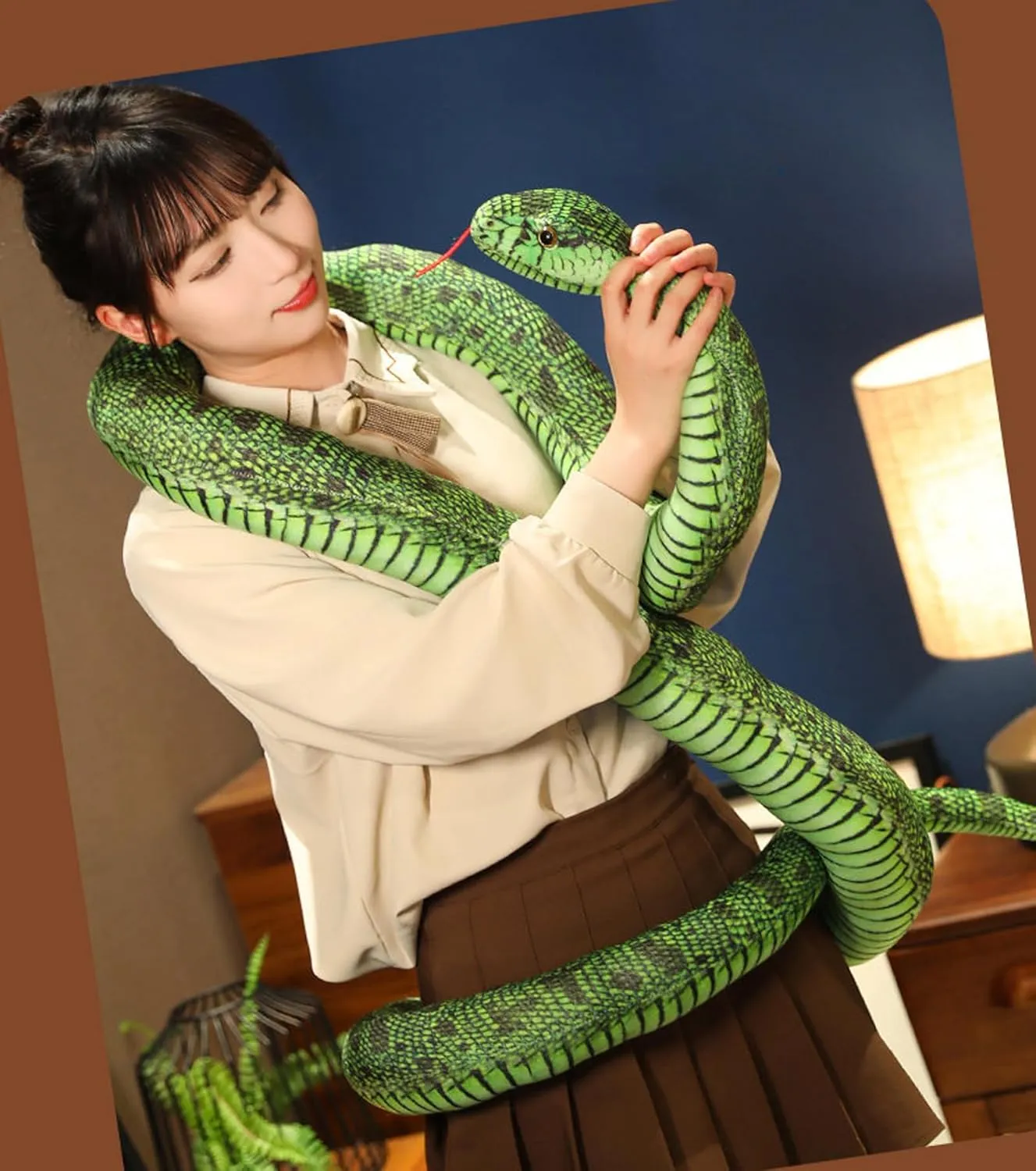 PURFUN Realistic Plush Snake 78.7 Inches Long Stuffed Snake Toy Lifelike Stuffed Giant Boa Constrictor Plush Animal Halloween Birthday Party Prank Props Home Decor