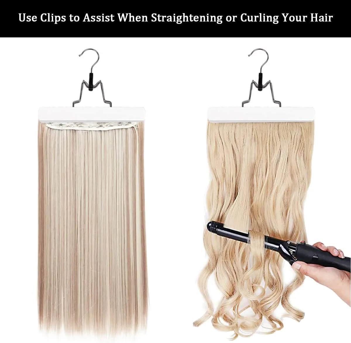 Qavctw Portable Wig Storage Bag, Hair Extension Bag with Hanger Dust-proof Hair Extension Hanger, Waterproof Hanger Strong Holder for Store Style Human Hair