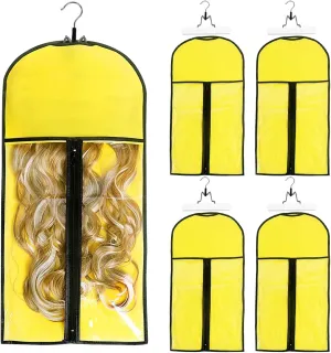 Qavctw Portable Wig Storage Bag, Hair Extension Bag with Hanger Dust-proof Hair Extension Hanger, Waterproof Hanger Strong Holder for Store Style Human Hair