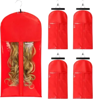 Qavctw Portable Wig Storage Bag, Hair Extension Bag with Hanger Dust-proof Hair Extension Hanger, Waterproof Hanger Strong Holder for Store Style Human Hair