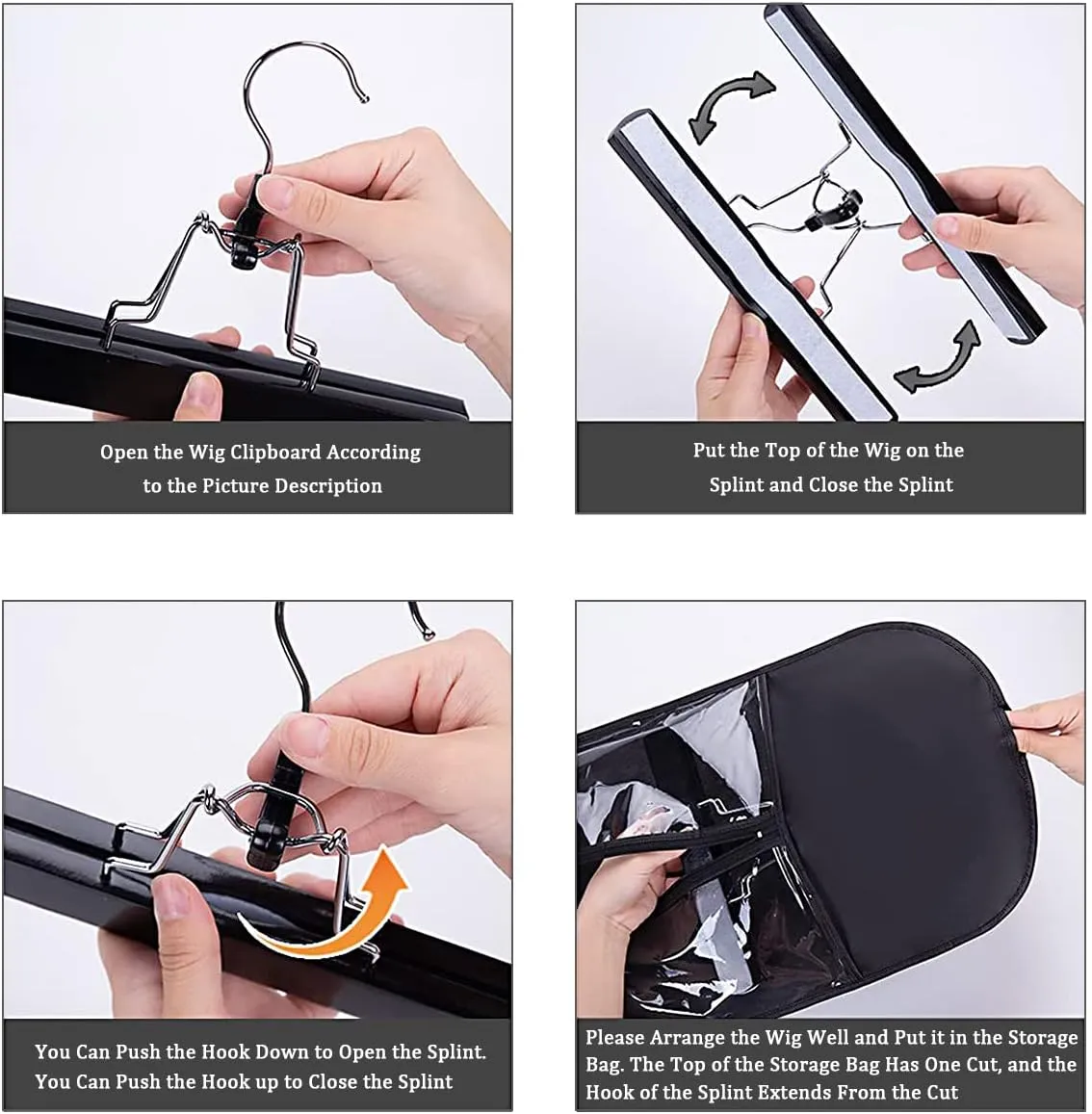 Qavctw Portable Wig Storage Bag, Hair Extension Bag with Hanger Dust-proof Hair Extension Hanger, Waterproof Hanger Strong Holder for Store Style Human Hair