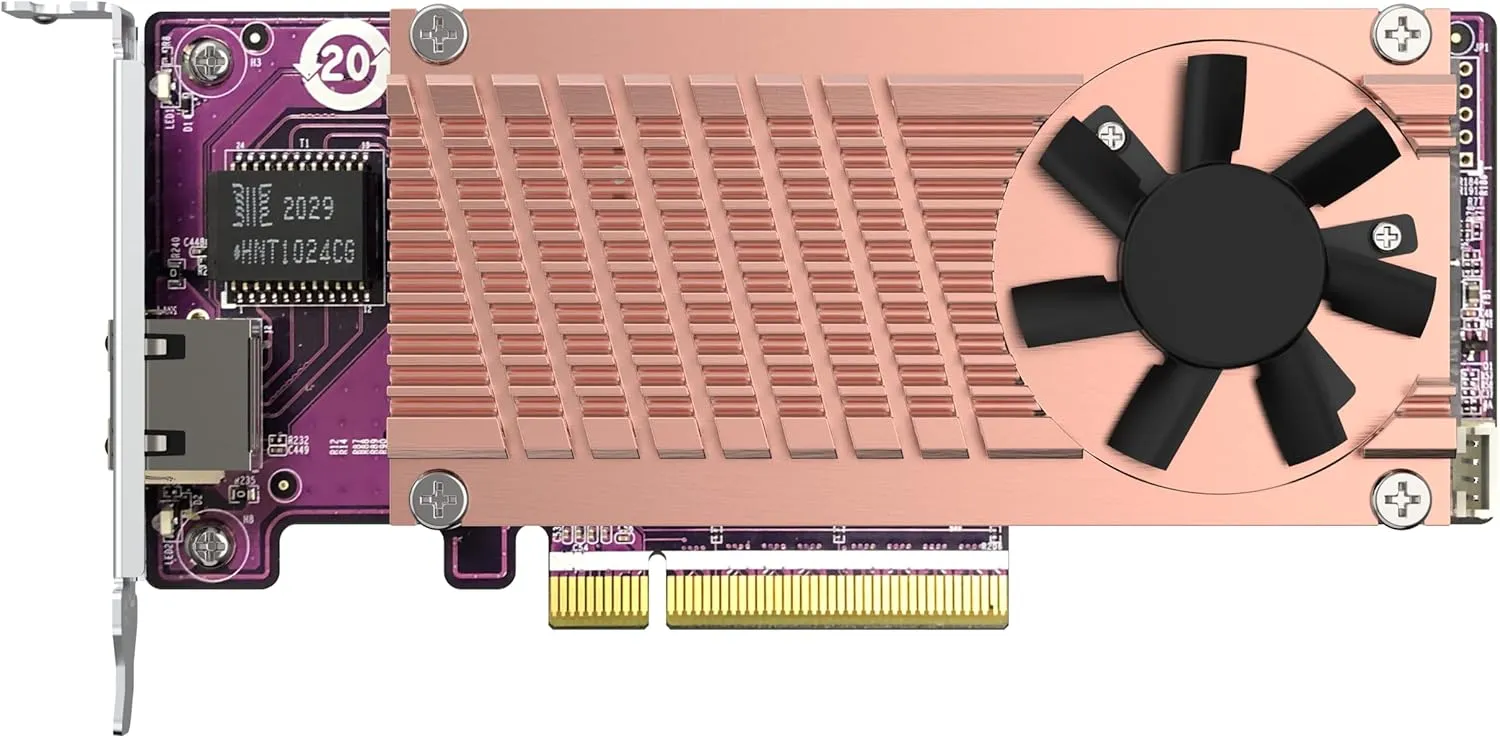 QNAP QM2-2P10G1TB 2 x PCIe Gen3 NVMe SSD & 1 x 10GbE (10G/5G/2.5G/1G/100M) Port Expansion Card to Enhance Performance