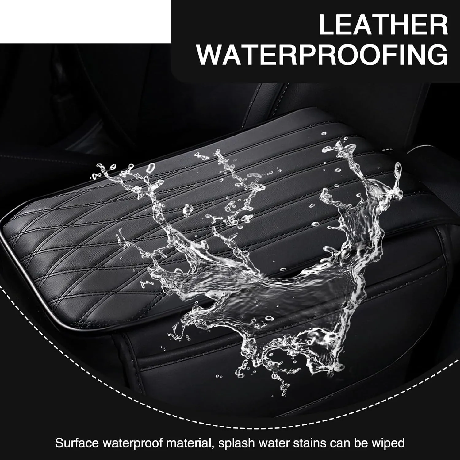 QODOLSI Car Center Console Cover, Car Armrest Cover, 12.8In x 7.87In x 1.57In Car Center Console Decoration, Car Accessories Interior, Universal for Most Cars (Black #1 PC)