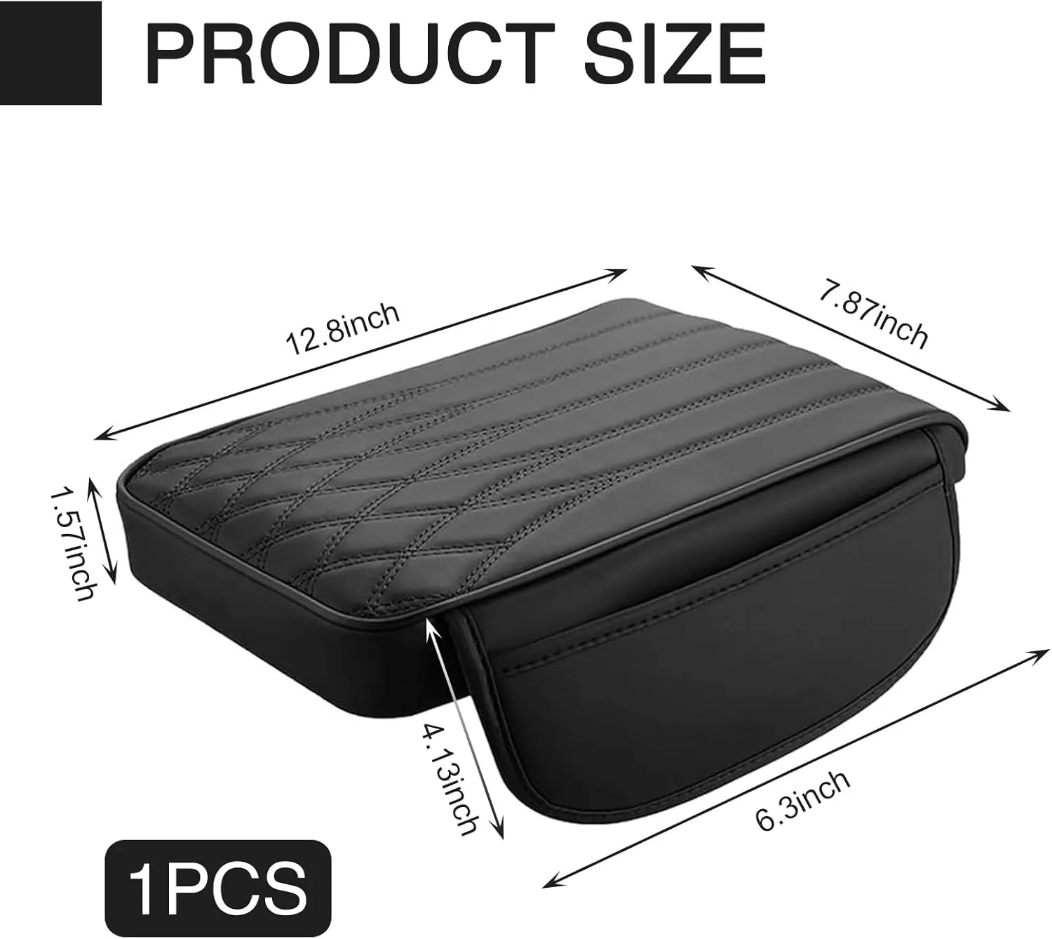 QODOLSI Car Center Console Cover, Car Armrest Cover, 12.8In x 7.87In x 1.57In Car Center Console Decoration, Car Accessories Interior, Universal for Most Cars (Black #1 PC)