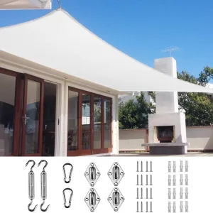 Quictent 12x16ft 185G HDPE Rectangle Sun Shade Sail Canopy White 98% UV Block Outdoor Patio Garden with Hardware Kit