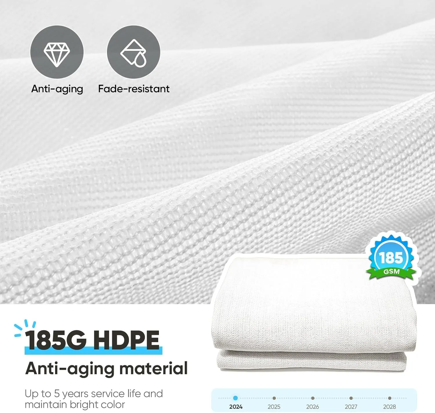 Quictent 12x16ft 185G HDPE Rectangle Sun Shade Sail Canopy White 98% UV Block Outdoor Patio Garden with Hardware Kit