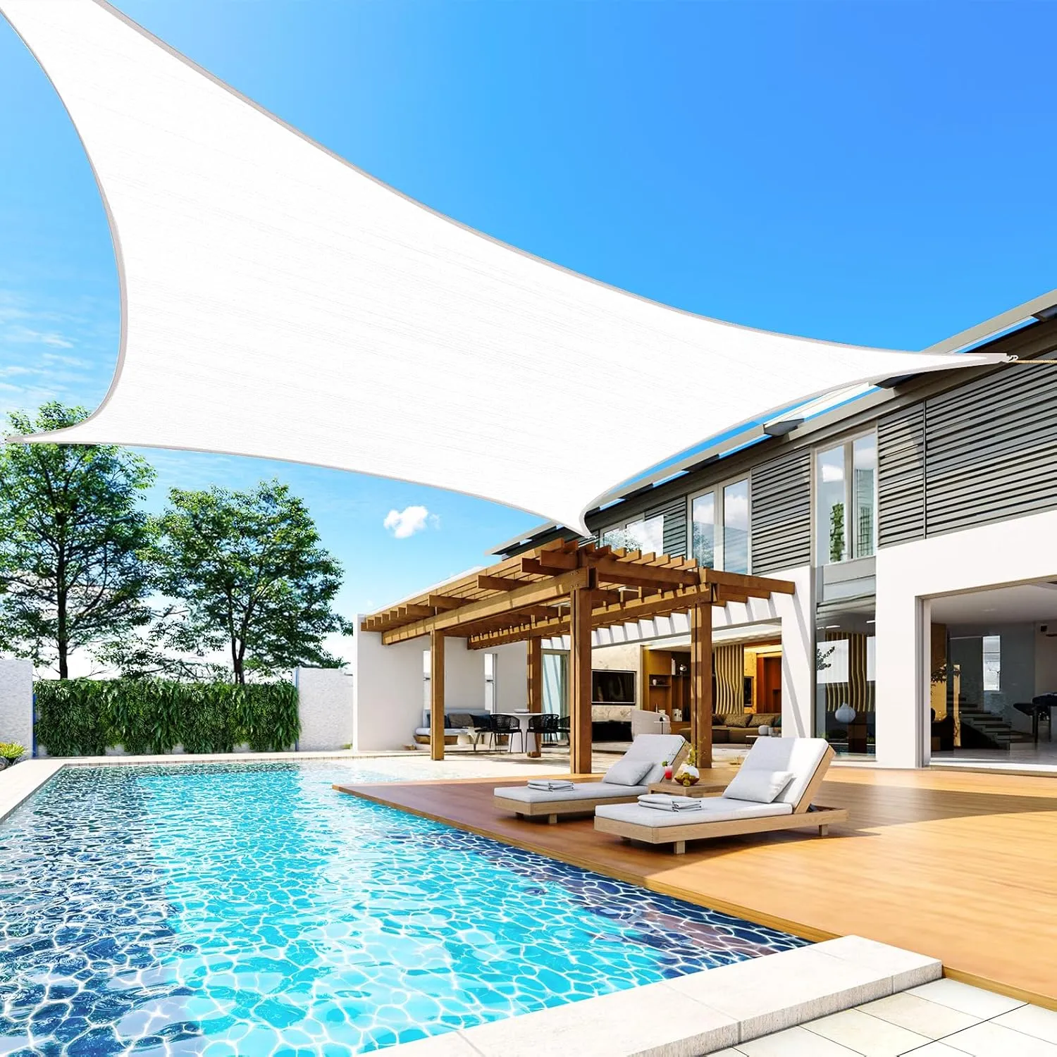 Quictent 12x16ft 185G HDPE Rectangle Sun Shade Sail Canopy White 98% UV Block Outdoor Patio Garden with Hardware Kit