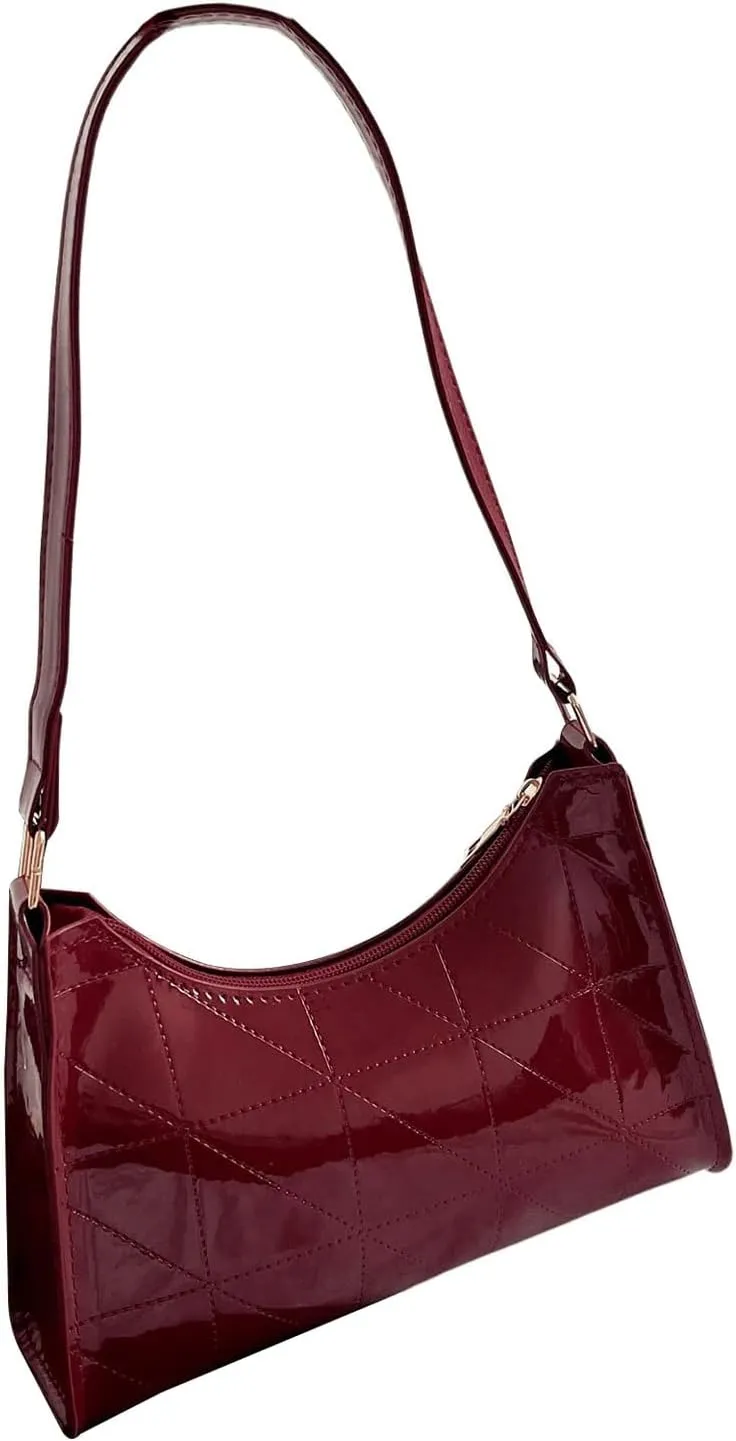 QWINEE Women's Artificial Patent Leather Tote - Square, Satchel, Ladies Shoulder Totes, Crossbody Bags