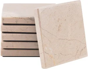 Radicaln Marble Coasters Square 3.5" Inches Verona Handmade Modern Coasters for Drink, Decorative Stone Drink Coaster for Any Room, Coaster Set of 6