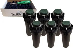 Rain Bird 5000 Plus Series Pressure Regulator Seal-A-Matic Sprinkler Heads Bundle - 6 Pack 5004 PCSR SAM Rotors with IrriFix Nozzle Box Including 6 Nozzle Trees and 1 Rotortool Screwdriver