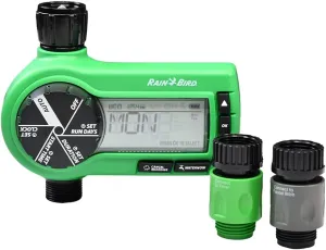 Rain Bird Upgraded Hose-End Water Timer with Quick Connect Fittings – Digital Battery-Operated Sprinkler Controller for Easy On/Off, Storage & Seasonal Use