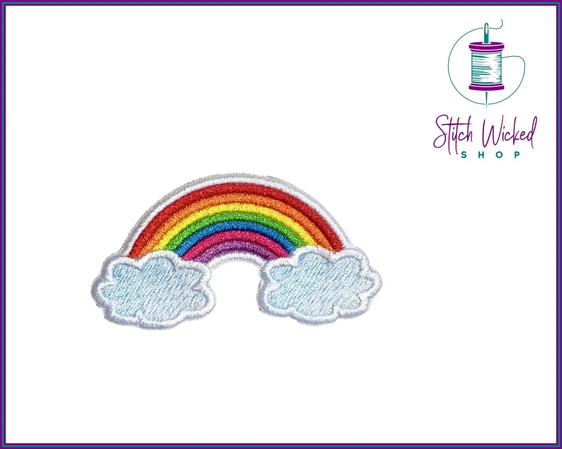 Rainbow Cloud, Fully Embroidered Patch
