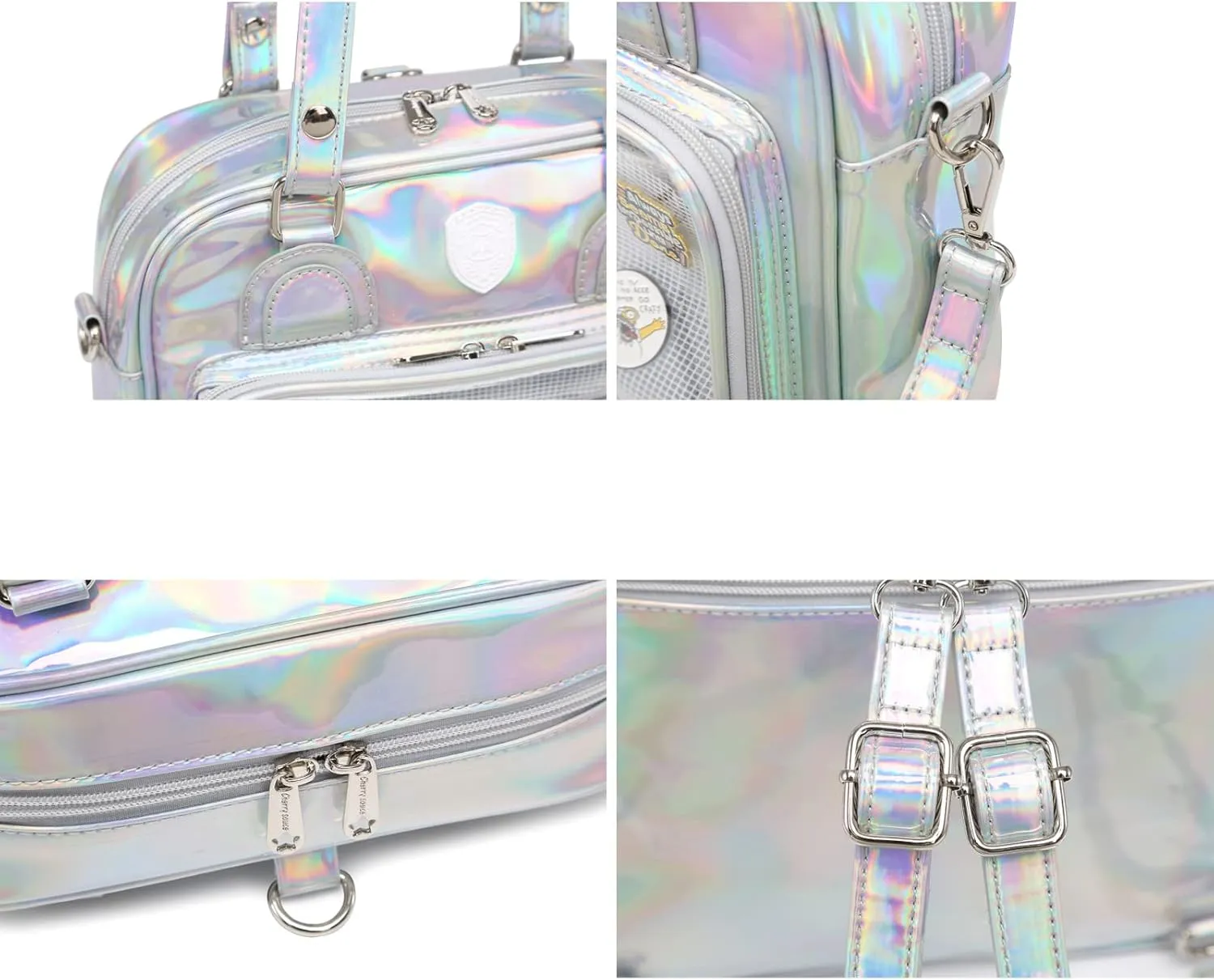 RAINBOW SMILE Ita Bag Multi-Purpose Backpack Crossbody Purse Kawaii Pin Display Bag with Insert for Anime Pins Display