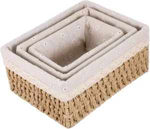 Rattan Display Boxes Storage Basket Bins Small Item Organizer for Kitchen Tabletop