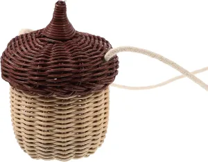 Rattan Woven Basket Bags: 1Pc Acorn Shaped Basket Purse Wicker Straw Purse Rattan Bag Handwoven Crossbody Bag, Mushroom Basket Acorn Bag Wicker Basket for Girls Women Little Red Riding Hood Basket