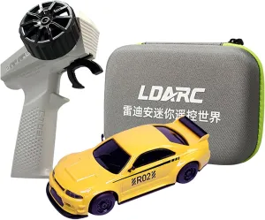 RC Cars LDARC 1/64 Mini Sports Car 2.4GHz Remote Control Full Scale RTR Kit with Portable Storage Bag,Model Car Gifts Suitable for Birthdays and Christmas (R02-Yellow)