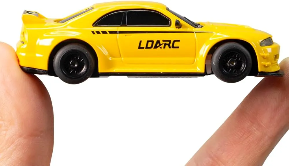 RC Cars LDARC 1/64 Mini Sports Car 2.4GHz Remote Control Full Scale RTR Kit with Portable Storage Bag,Model Car Gifts Suitable for Birthdays and Christmas (R02-Yellow)