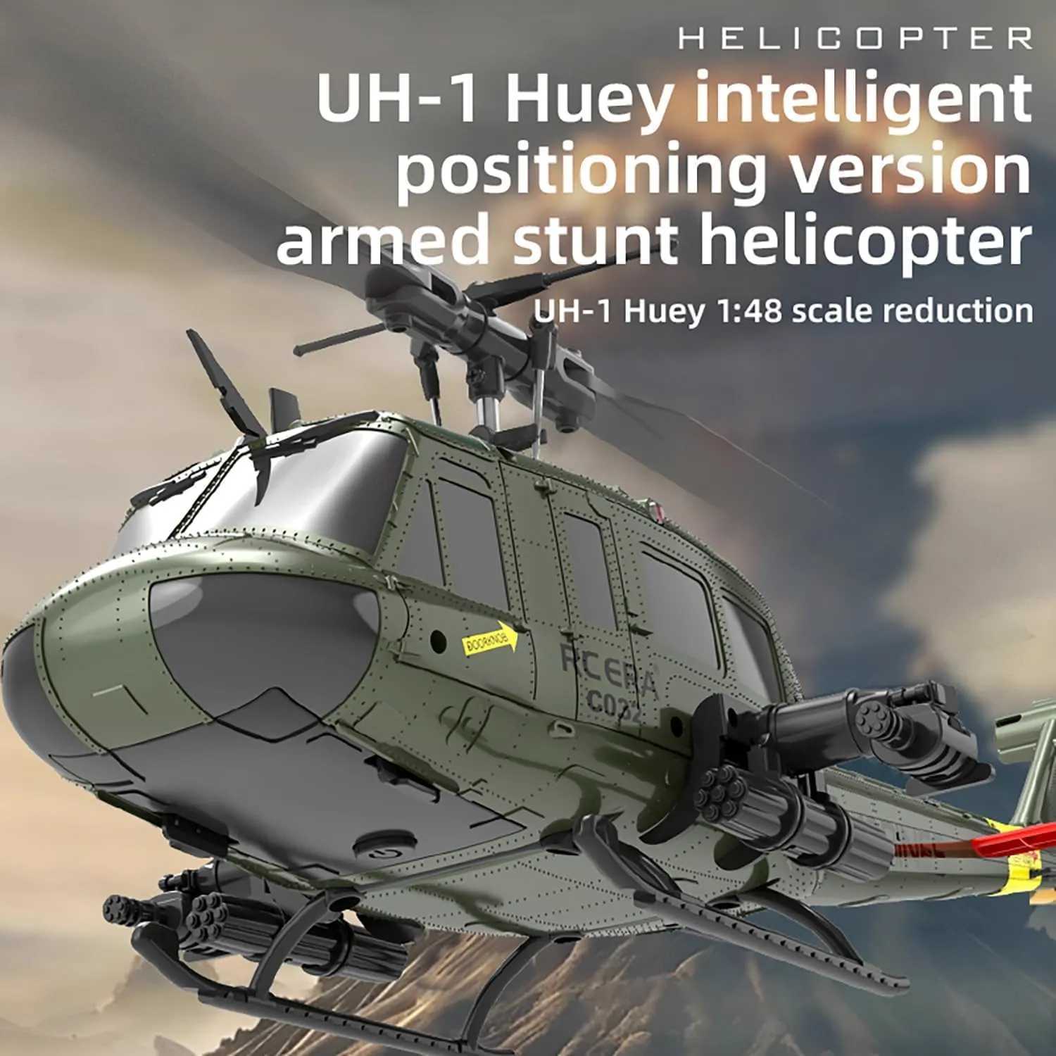RC ERA C032 UH-1 Huey RC Helicopters for Adults Beginners, 1/48 Scale 6CH 2.4G 6-Axis Gyro Remote Control Stabilized Aircraft with 3D Rolling & Altitude Hold (RTF / 2 Battery)