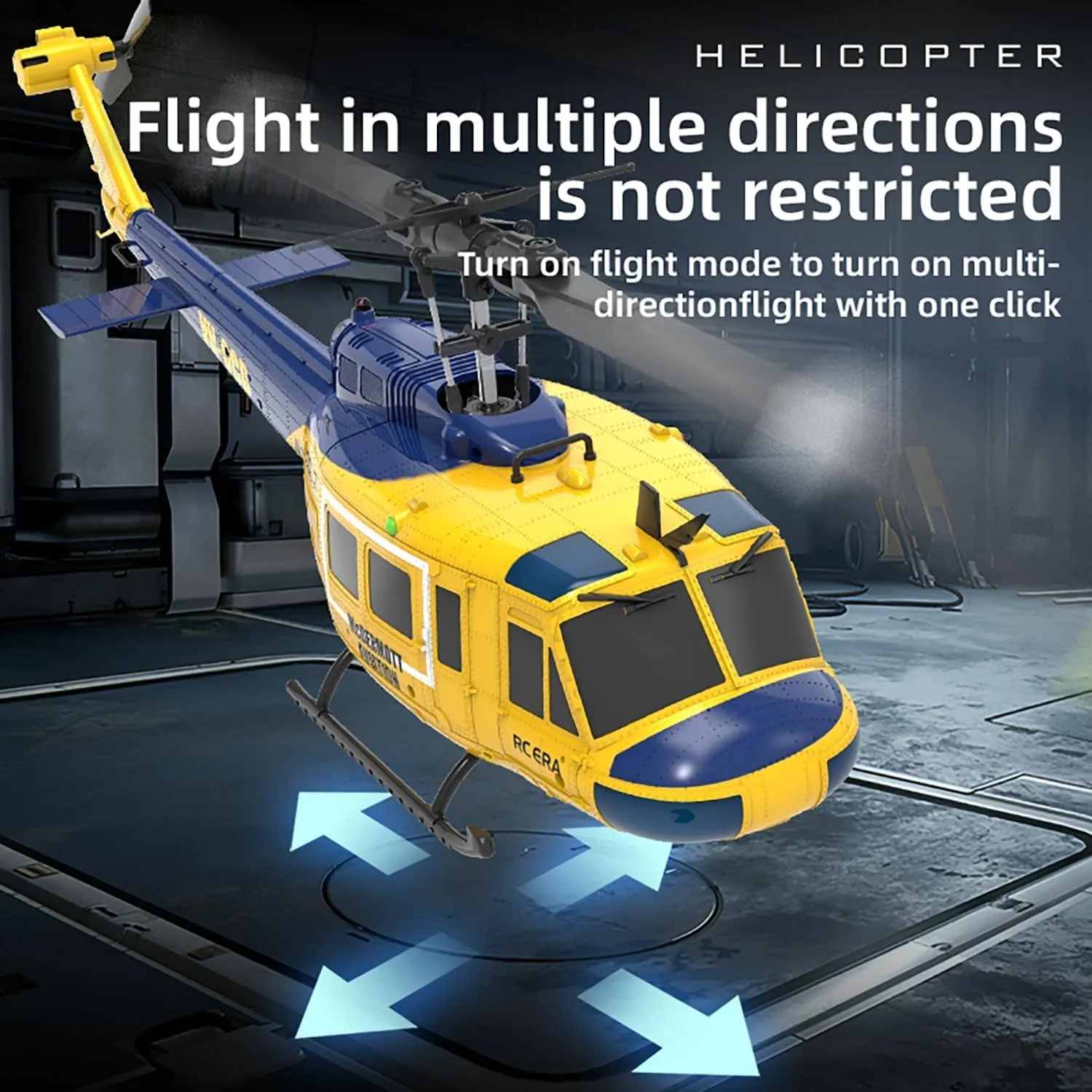 RC ERA C032 UH-1 Huey RC Helicopters for Adults Beginners, 1/48 Scale 6CH 2.4G 6-Axis Gyro Remote Control Stabilized Aircraft with 3D Rolling & Altitude Hold (RTF / 2 Battery)