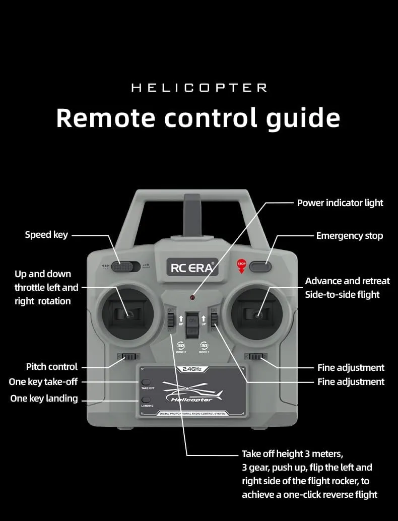 RC ERA C032 UH-1 Huey RC Helicopters for Adults Beginners, 1/48 Scale 6CH 2.4G 6-Axis Gyro Remote Control Stabilized Aircraft with 3D Rolling & Altitude Hold (RTF / 2 Battery)
