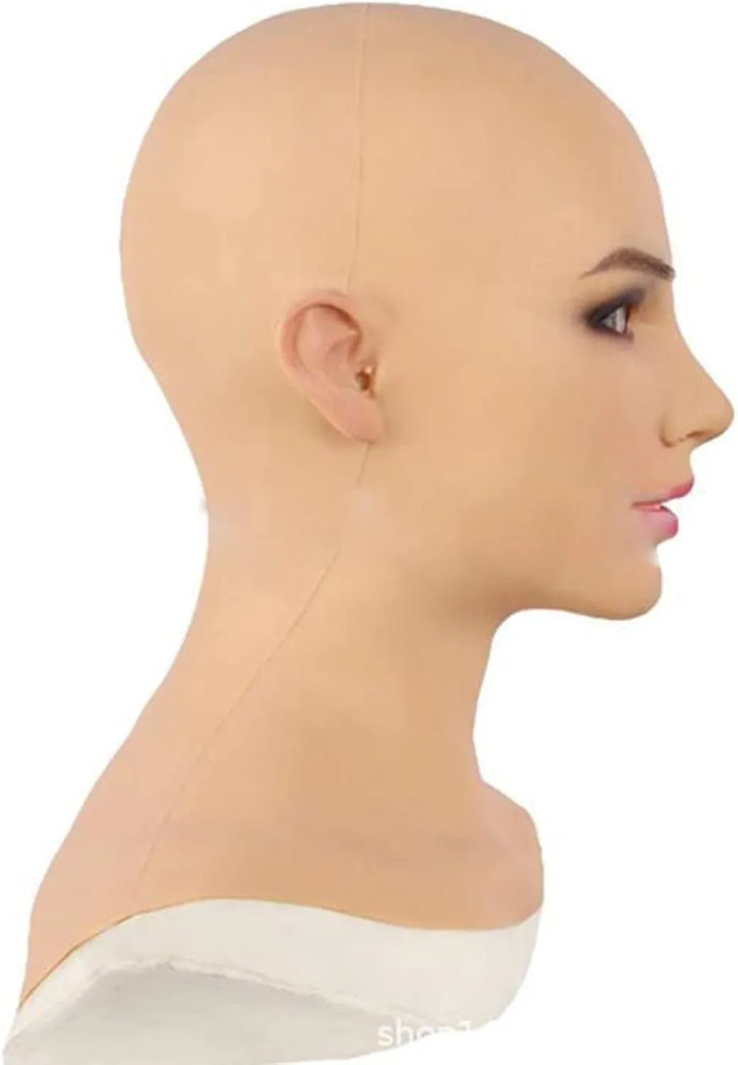 Realistic Women Mask,Halloween Face Cover Visible Latex Headgear Head Cover Novelty Costume Party Prop