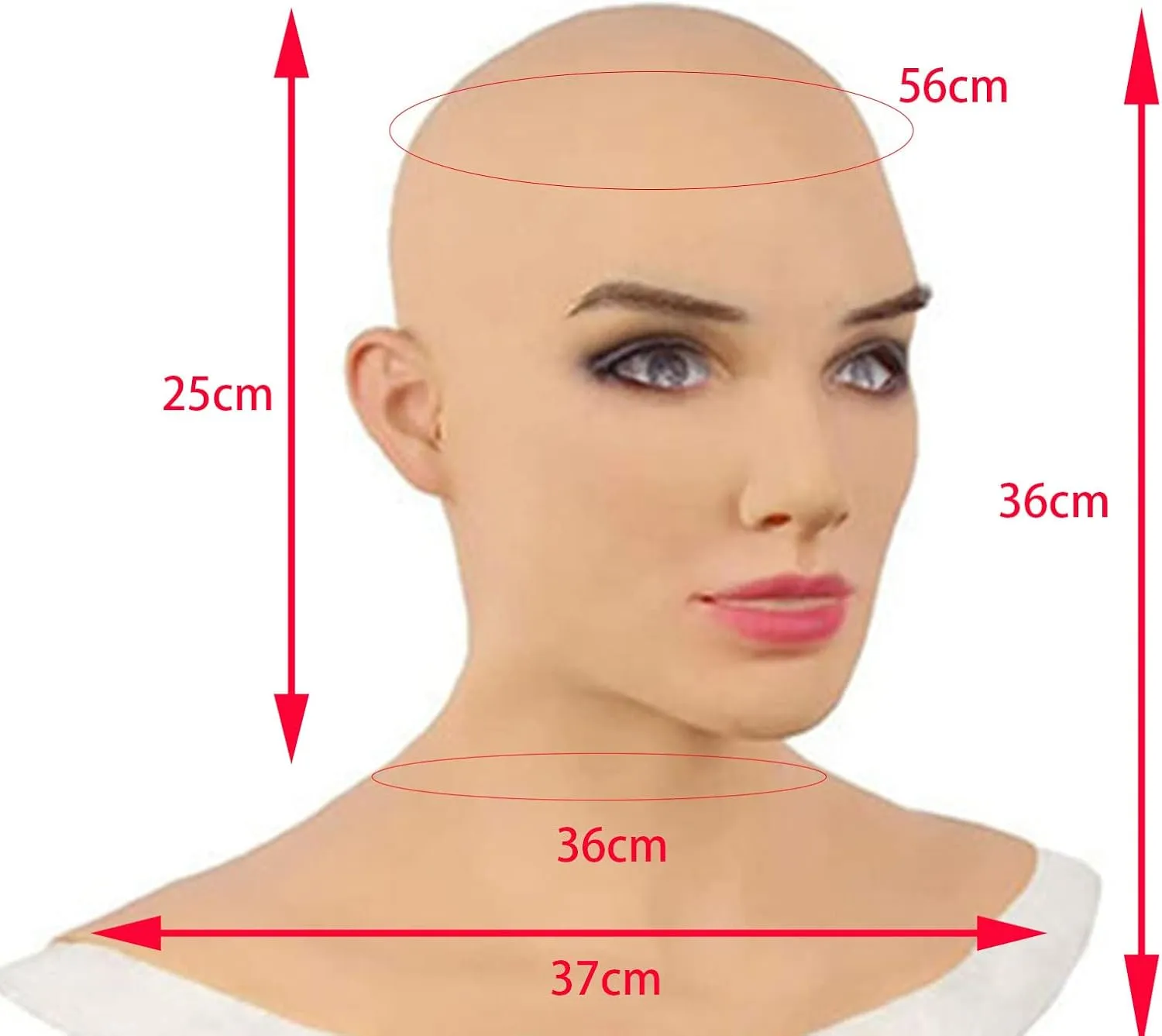 Realistic Women Mask,Halloween Face Cover Visible Latex Headgear Head Cover Novelty Costume Party Prop
