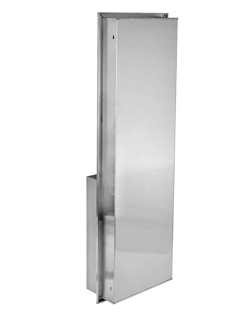 RECESSED STAINLESS STEEL PAPER TOWEL DISPENSER AND WASTE RECEPTACLE