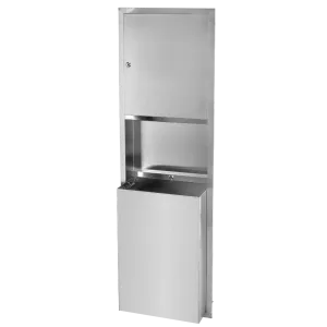 RECESSED STAINLESS STEEL PAPER TOWEL DISPENSER AND WASTE RECEPTACLE