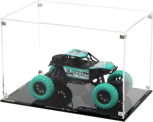 Rectangle Clear Acrylic Boxes for Collectibles Display, Assemble Storage Box Action Figures Display Case with Black Base, Removable Dustproof Showcase for Toy Car Model Home Storage, 12x8x8In