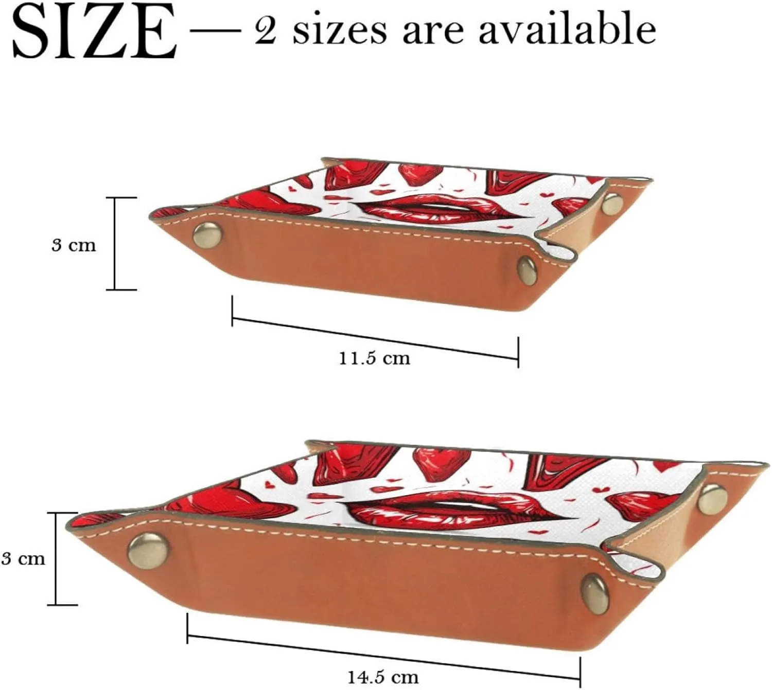 Red Lips Love Seamless Print Stacking Jewelry Organizer Trays, Desk Drawer Earring Tray with Key Tray, Small and Decorative Jewelry Storage